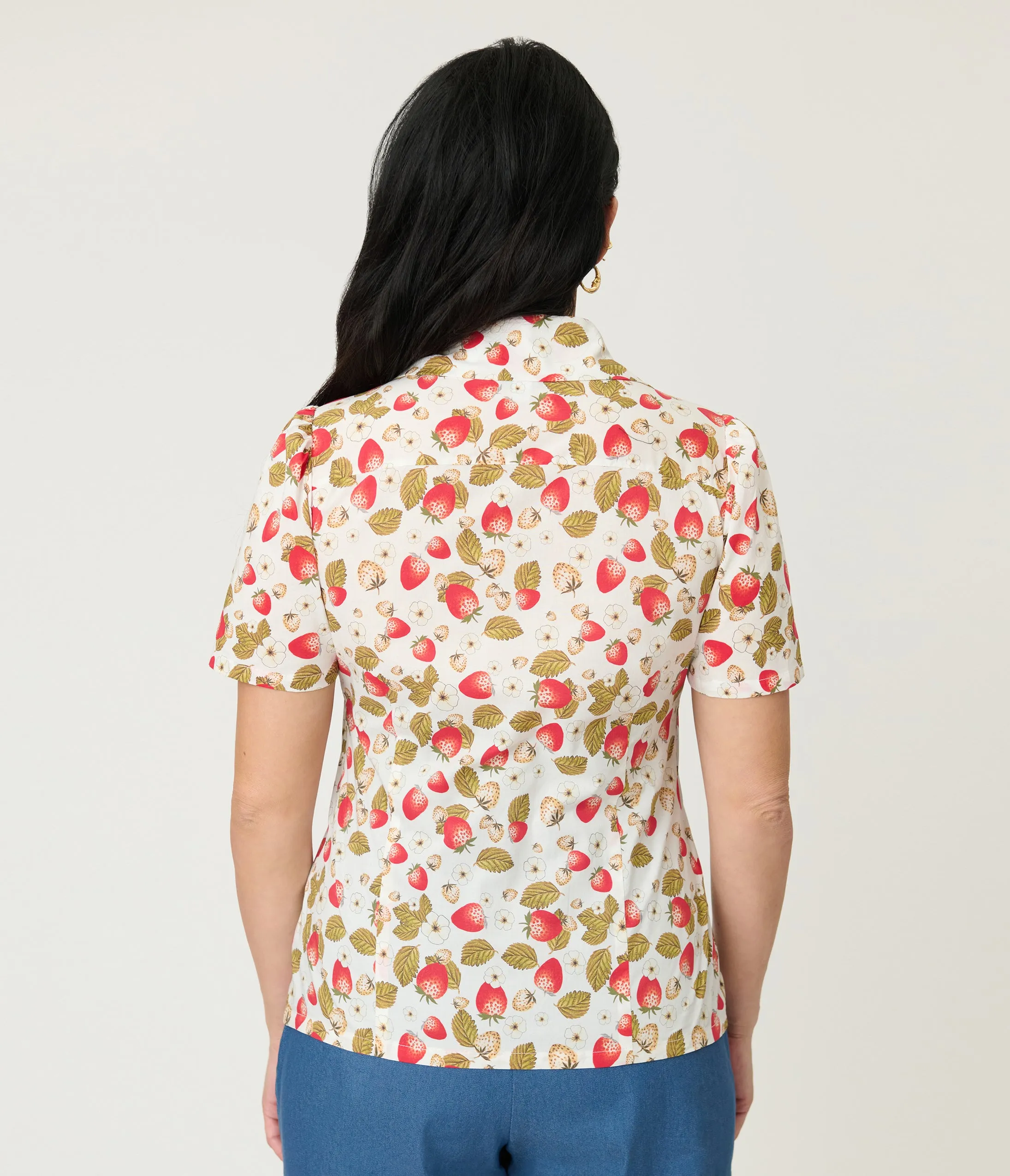 Unique Vintage 1960s Strawberry Print Cotton Blouse sold by Unique Vintage product image thumbnail 2