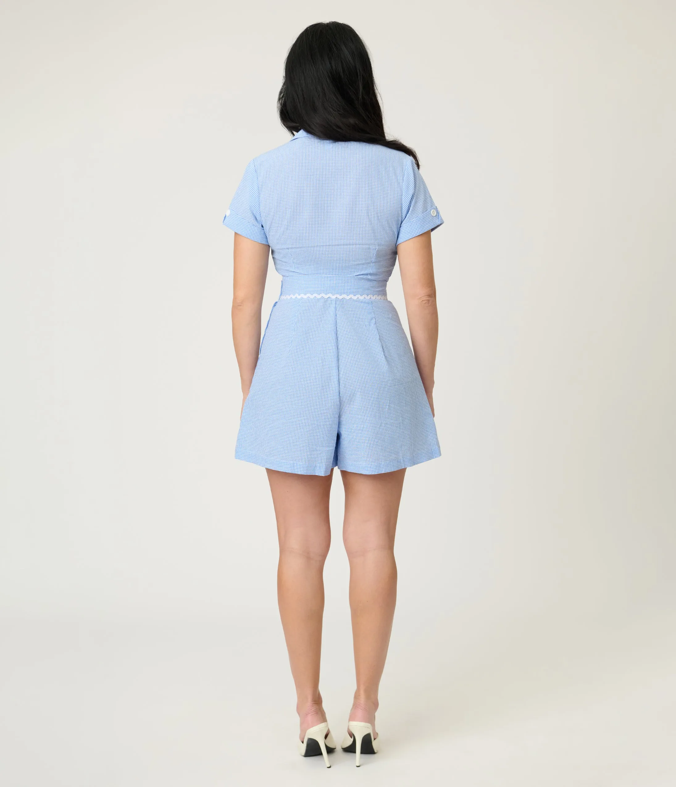 Unique Vintage Blue Gingham High Waist Shorts sold by Unique Vintage product image thumbnail 3