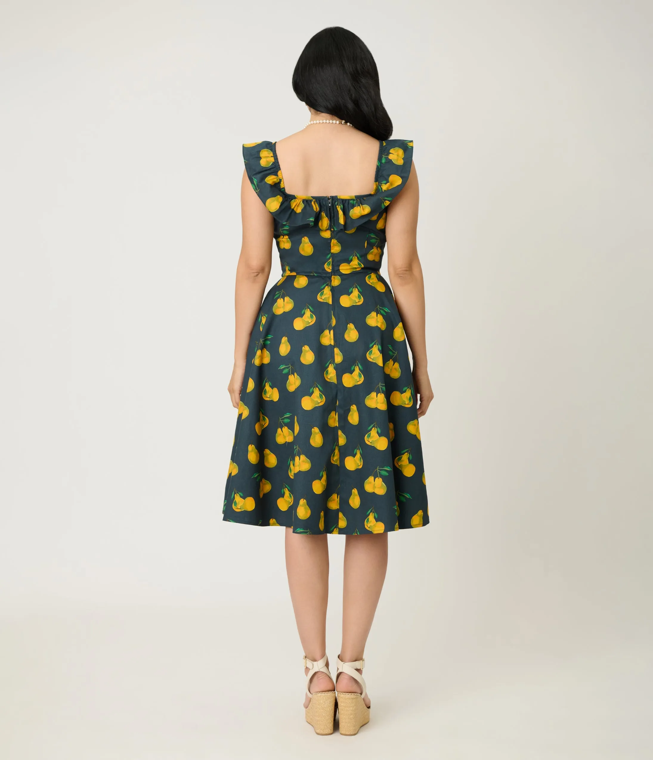 Magnolia Place Black & Yellow Pear Print Barbara Swing Dress sold by Unique Vintage product image thumbnail 2