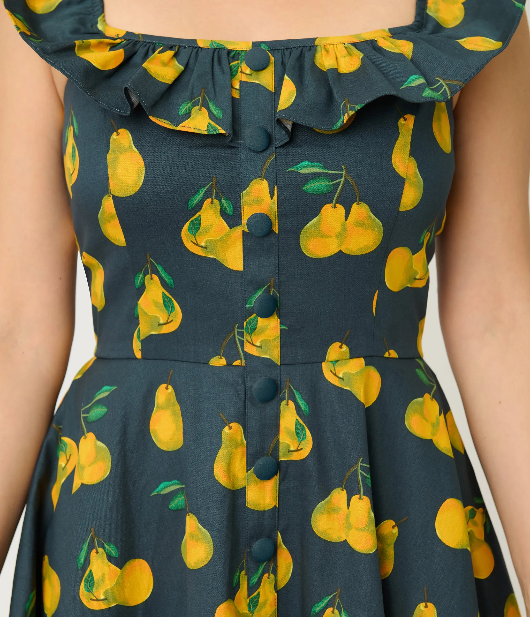 Magnolia Place Black & Yellow Pear Print Barbara Swing Dress sold by Unique Vintage product image thumbnail 5