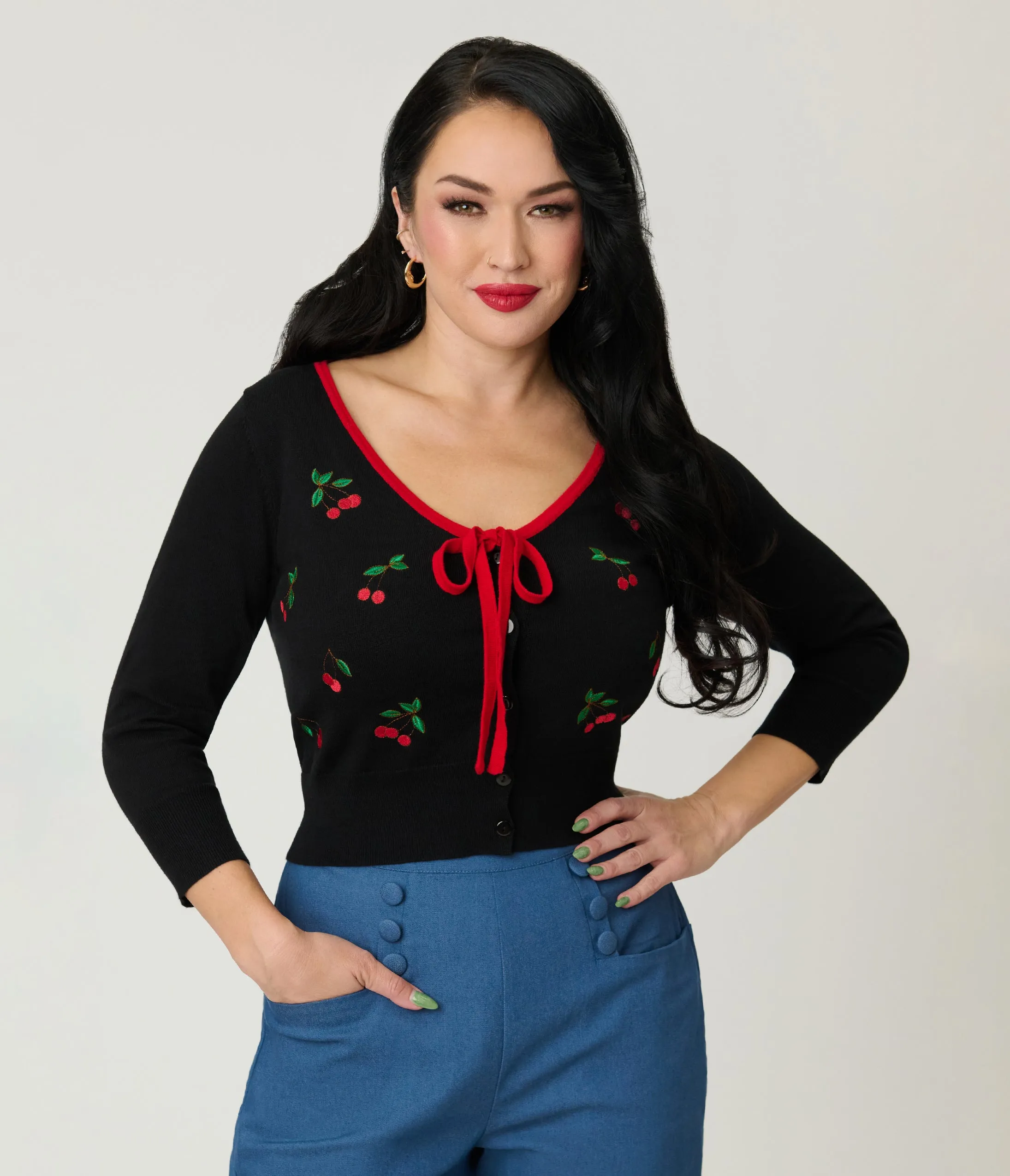 Unique Vintage Black & Cherries Cardigan sold by Unique Vintage product image thumbnail 3