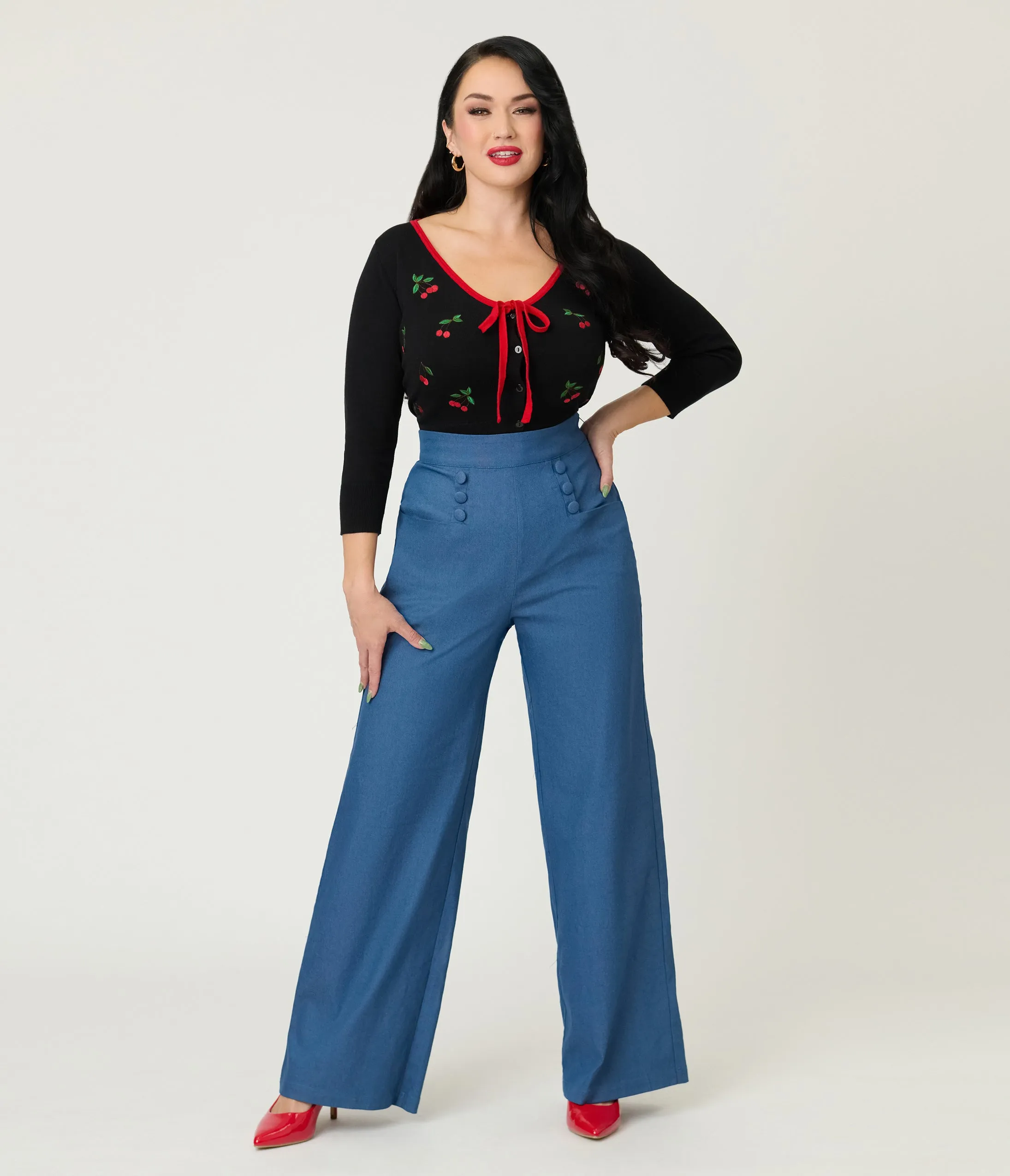 Unique Vintage Black & Cherries Cardigan sold by Unique Vintage product image thumbnail 4