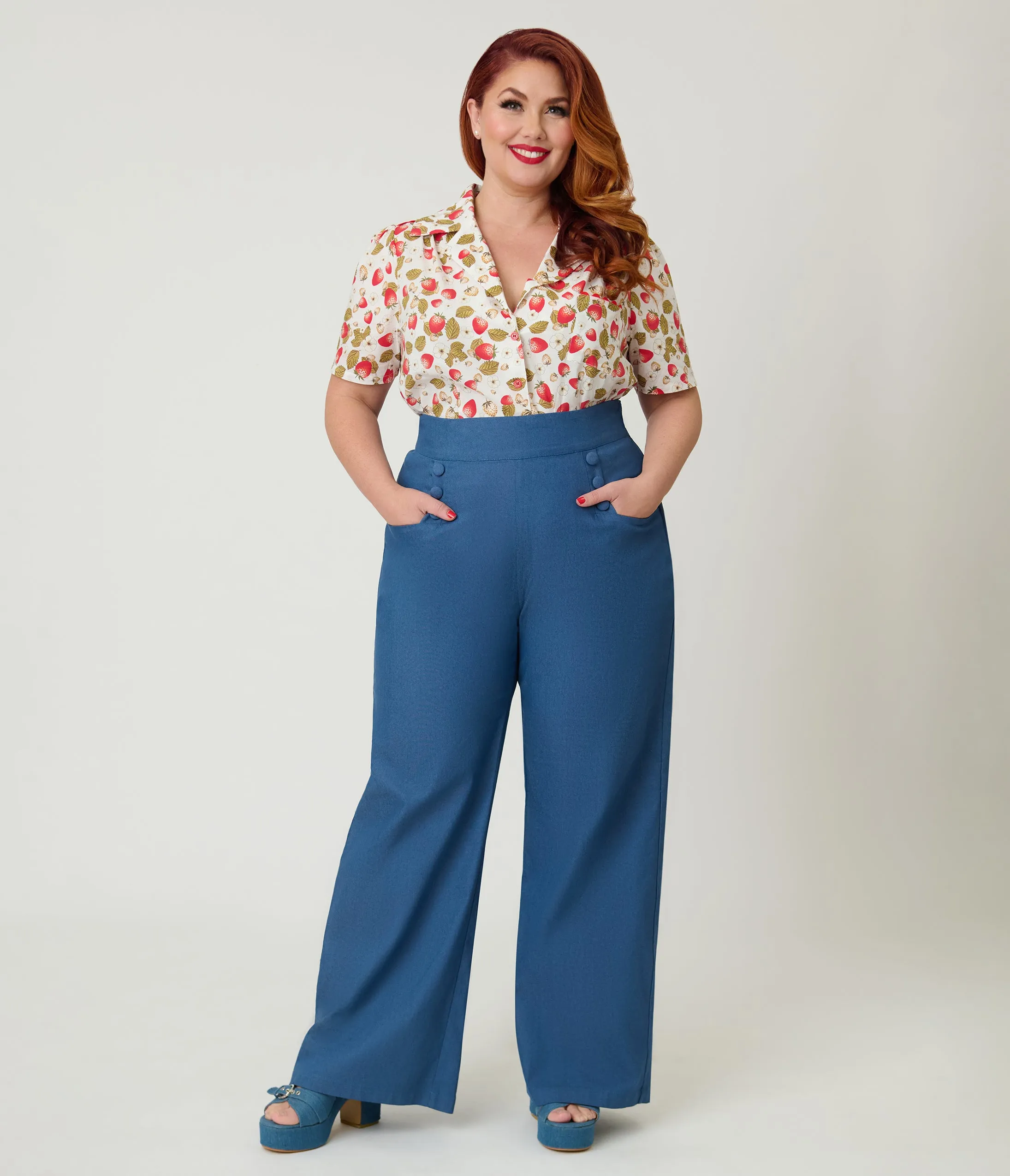 Unique Vintage Plus Size 1960s Strawberry Print Cotton Blouse sold by Unique Vintage product image thumbnail 4