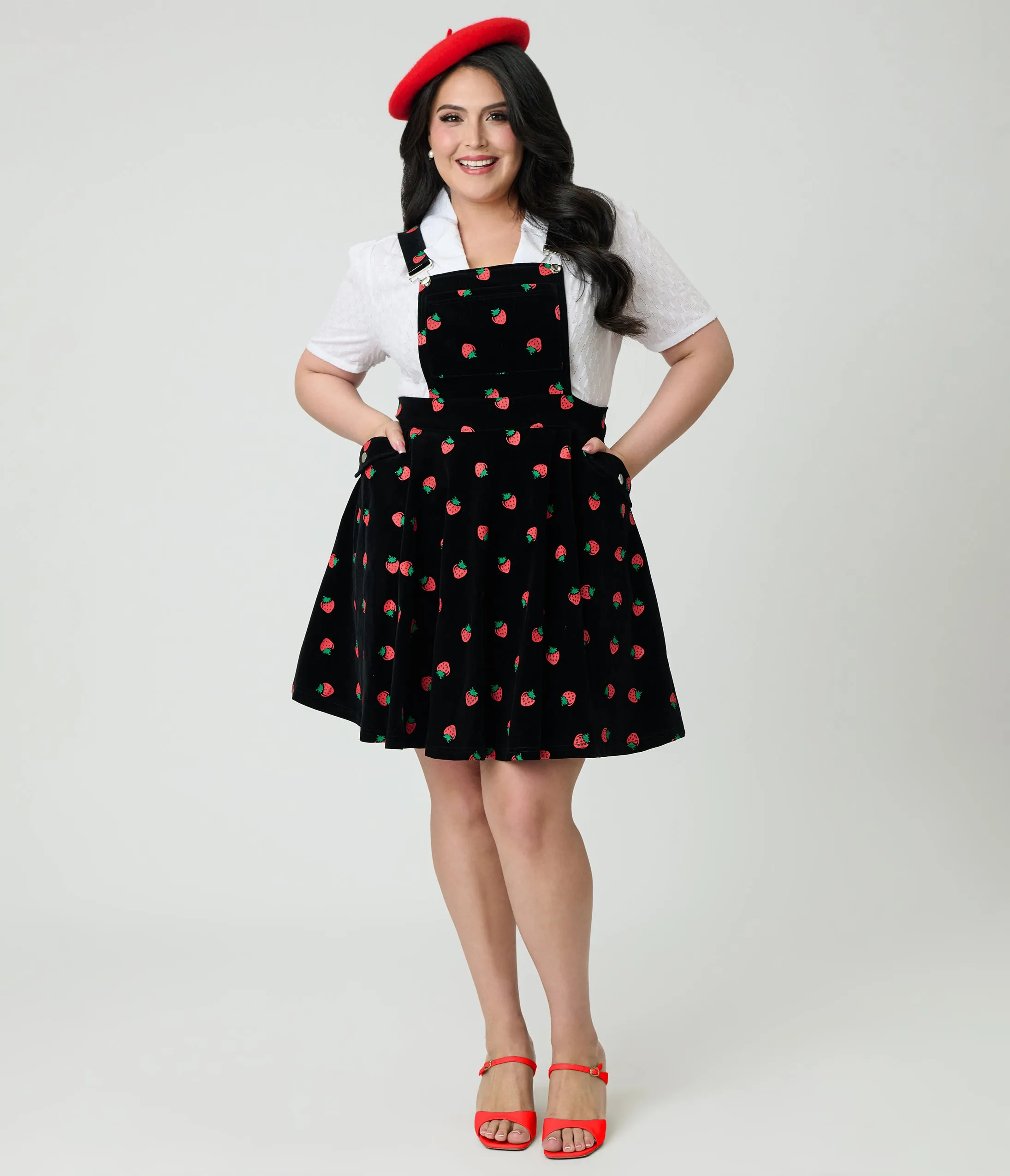 Unique Vintage Plus Size Black & Strawberries Brionne Pinafore Skirt sold by Unique Vintage product image thumbnail 4