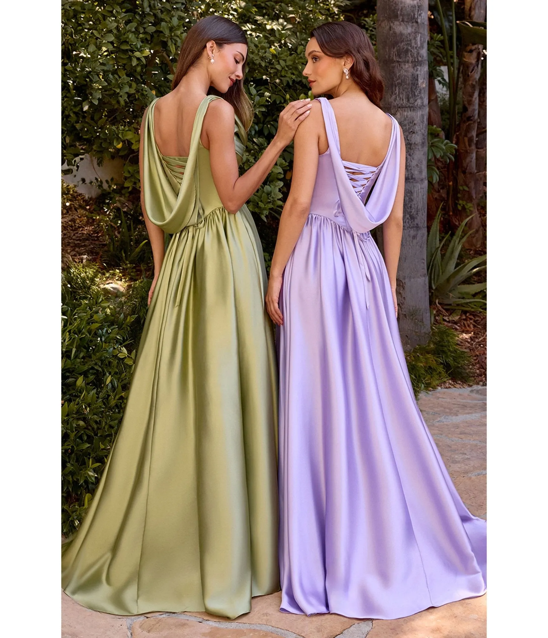 LaDivine by Cinderella Divine Lavender Satin Cowl Neck Gown sold by Unique Vintage product image thumbnail 5