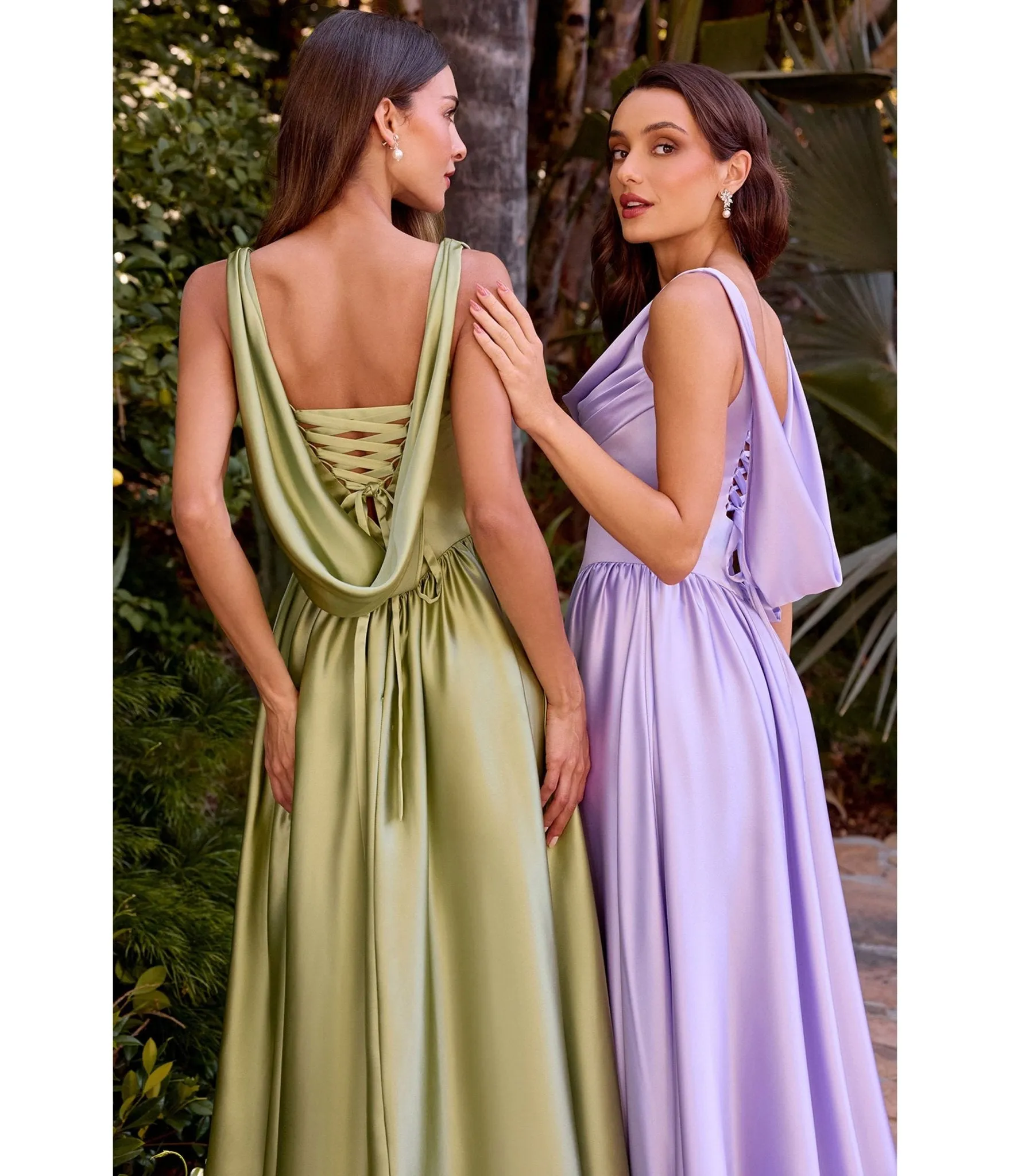 LaDivine by Cinderella Divine Lavender Satin Cowl Neck Gown sold by Unique Vintage product image thumbnail 4