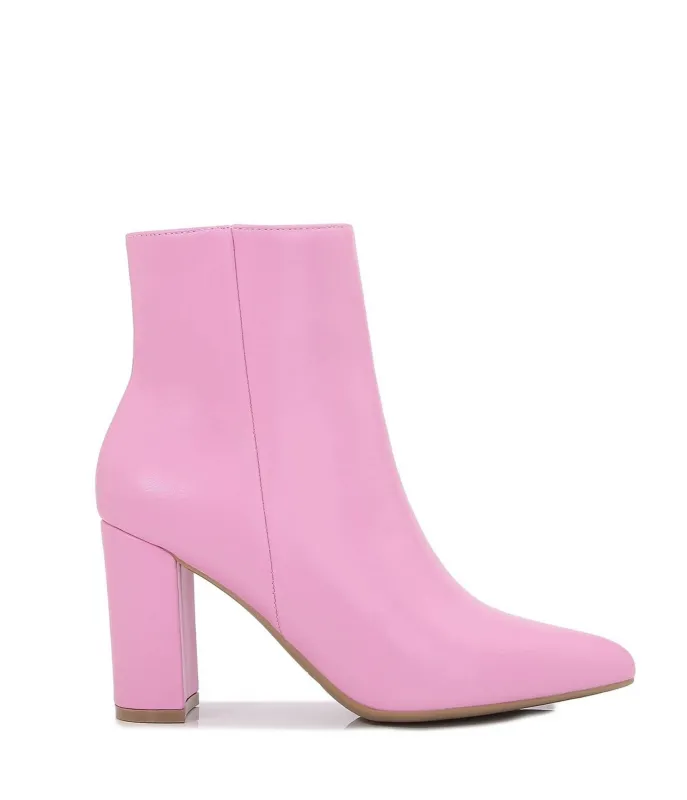 Pink Leatherette Classic Booties sold by Unique Vintage