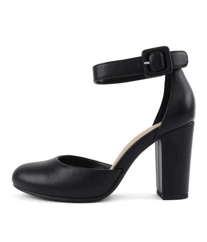 Black Leatherette Kaili Heels sold by Unique Vintage