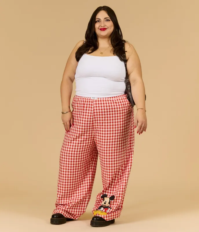 Cakeworthy Red Gingham Mickey Mouse Lounge Pants sold by Unique Vintage