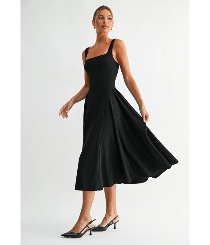 Black Lyra Muse Midi Dress sold by Unique Vintage