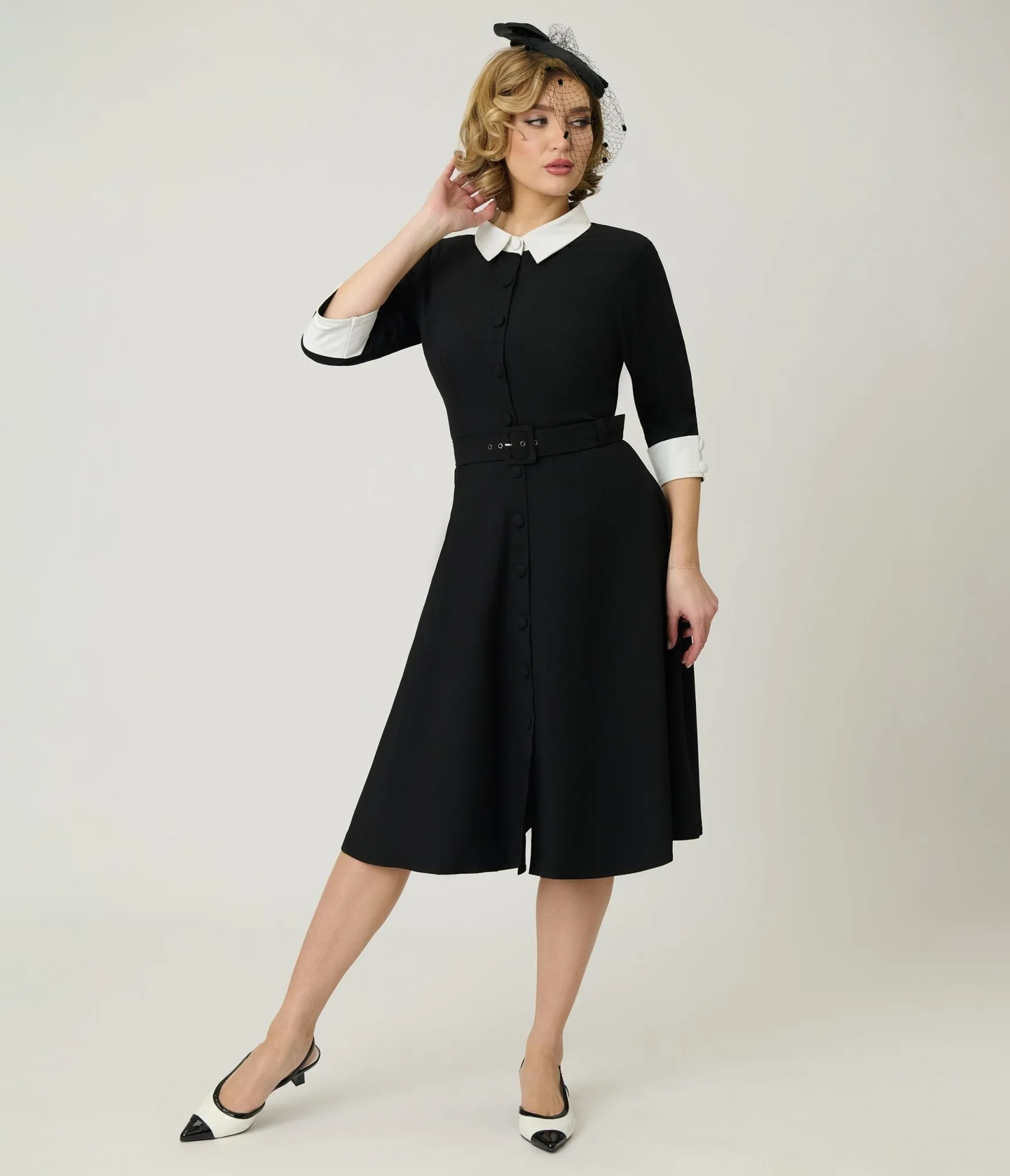 Heart My Closet 1950s Black & Red Bow Lindy Swing Dress sold by Unique Vintage product image thumbnail 4