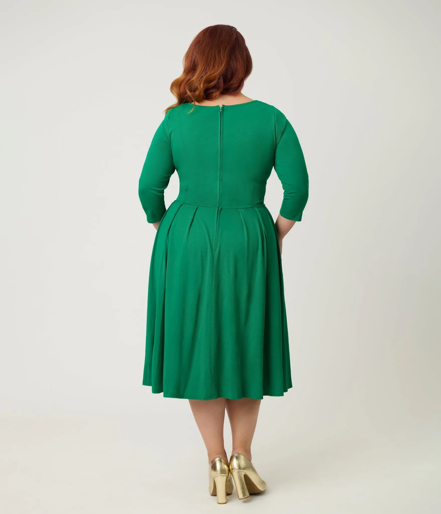 Unique Vintage Plus Size Green Bengaline Front Twist Swing Dress sold by Unique Vintage product image thumbnail 2