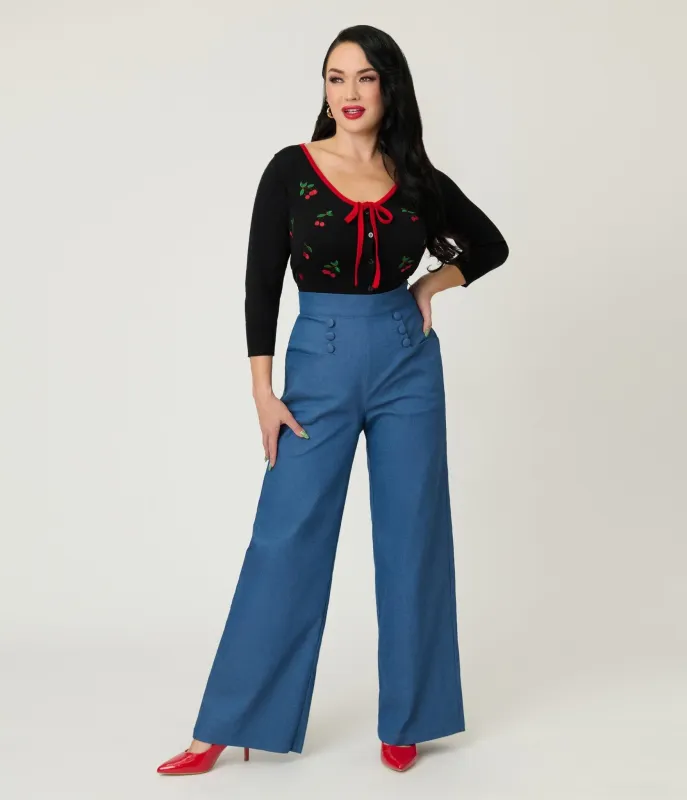 Unique Vintage Chambray High Waist Sailor Ginger Pants sold by Unique Vintage