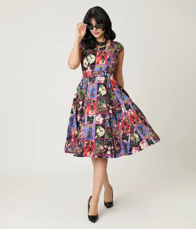 Elvira x Magnolia Place Comics Swing Dress sold by Unique Vintage