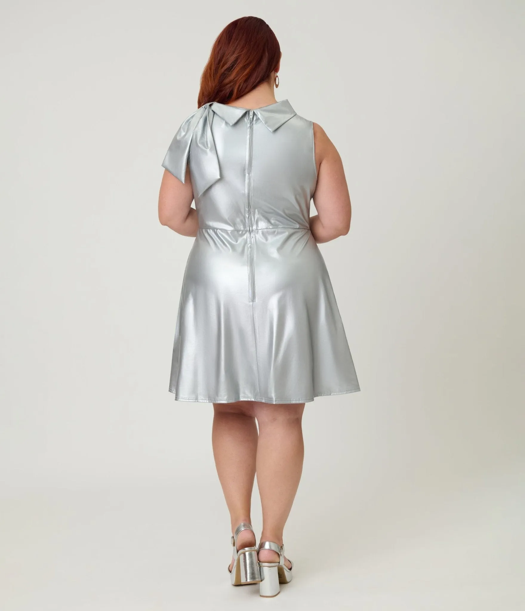 Smak Parlour Plus Size Silver Mock Turtleneck Fit & Flare Dress sold by Unique Vintage product image thumbnail 2