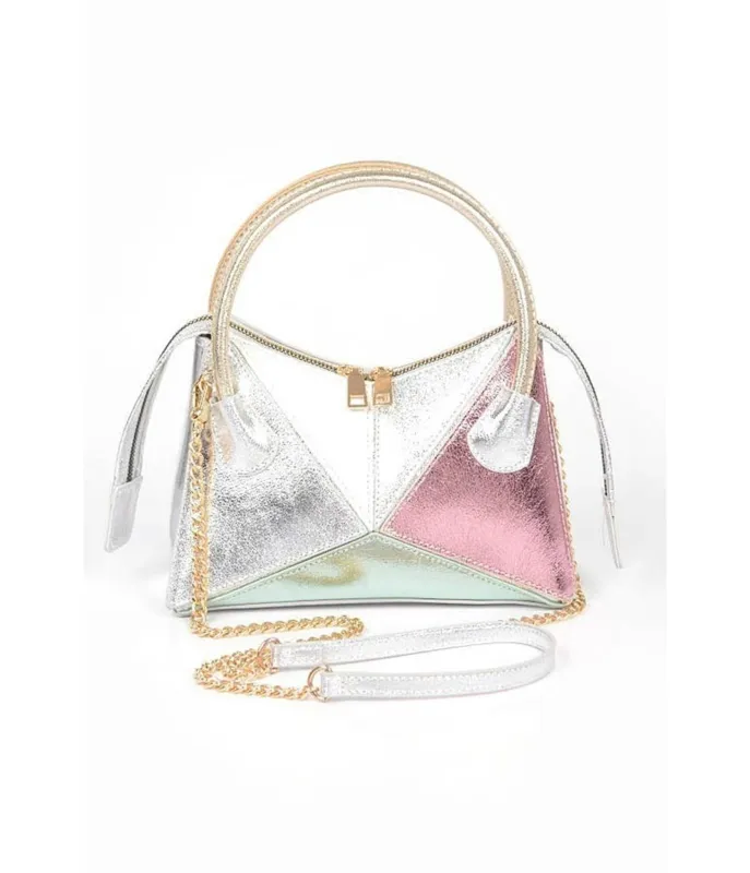 Silver Leatherette Galactic Handbag made by Unique Vintage