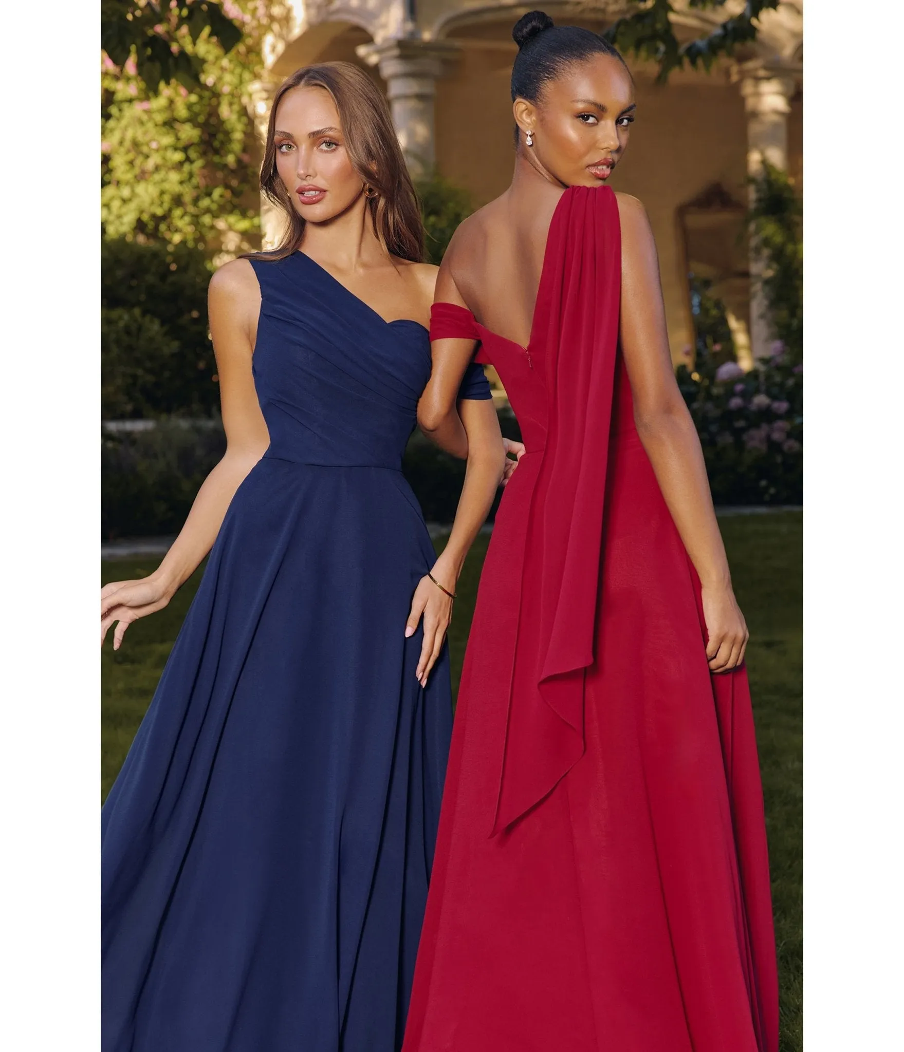 LaDivine by Cinderella Divine Navy Draped Neck Mother-of-the-Bride Gown with Cape Sleeve sold by Unique Vintage product image thumbnail 2