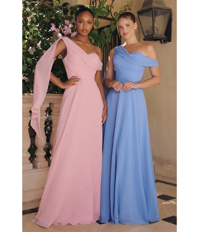 LaDivine by Cinderella Divine Dusty Rose Draped Neck Mother-of-the-Bride Gown with Cape Sleeve sold by Unique Vintage