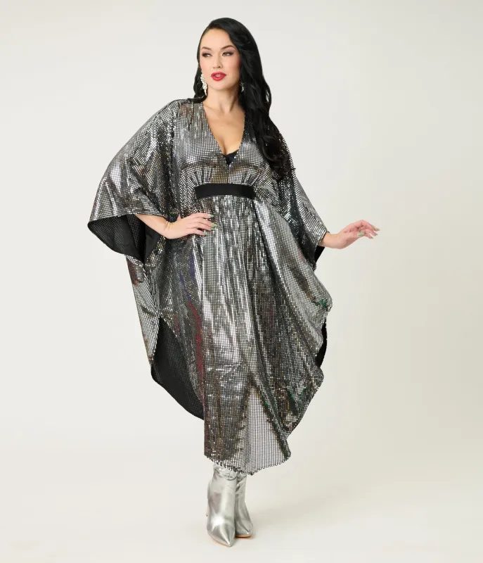 Smak Parlour Silver Mirror Triangle Caftan Dress sold by Unique Vintage
