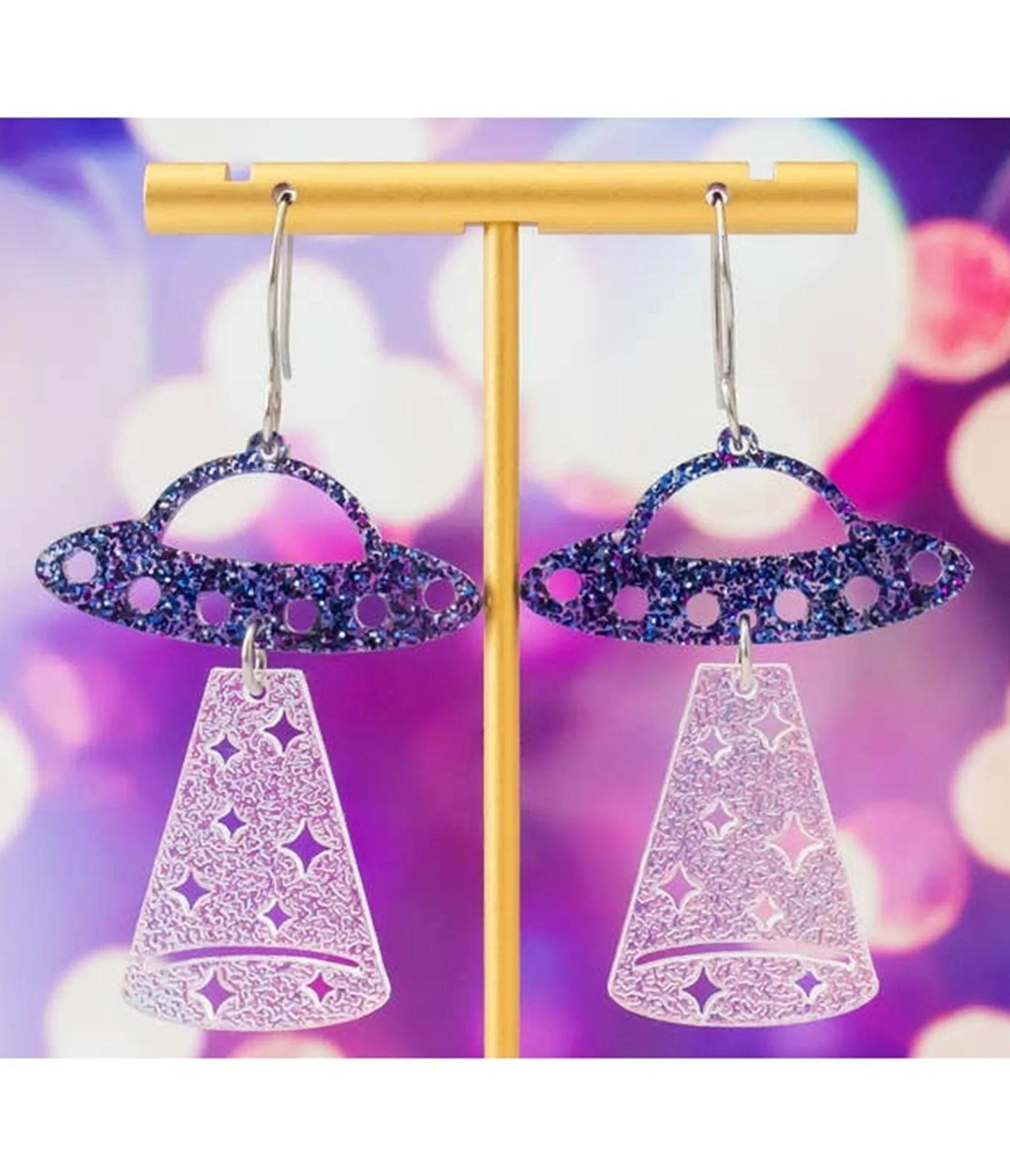 Glitter UFO Earrings sold by Unique Vintage product image thumbnail 2