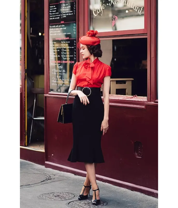 Heart of Haute Black Diva Pencil Skirt made by Unique Vintage