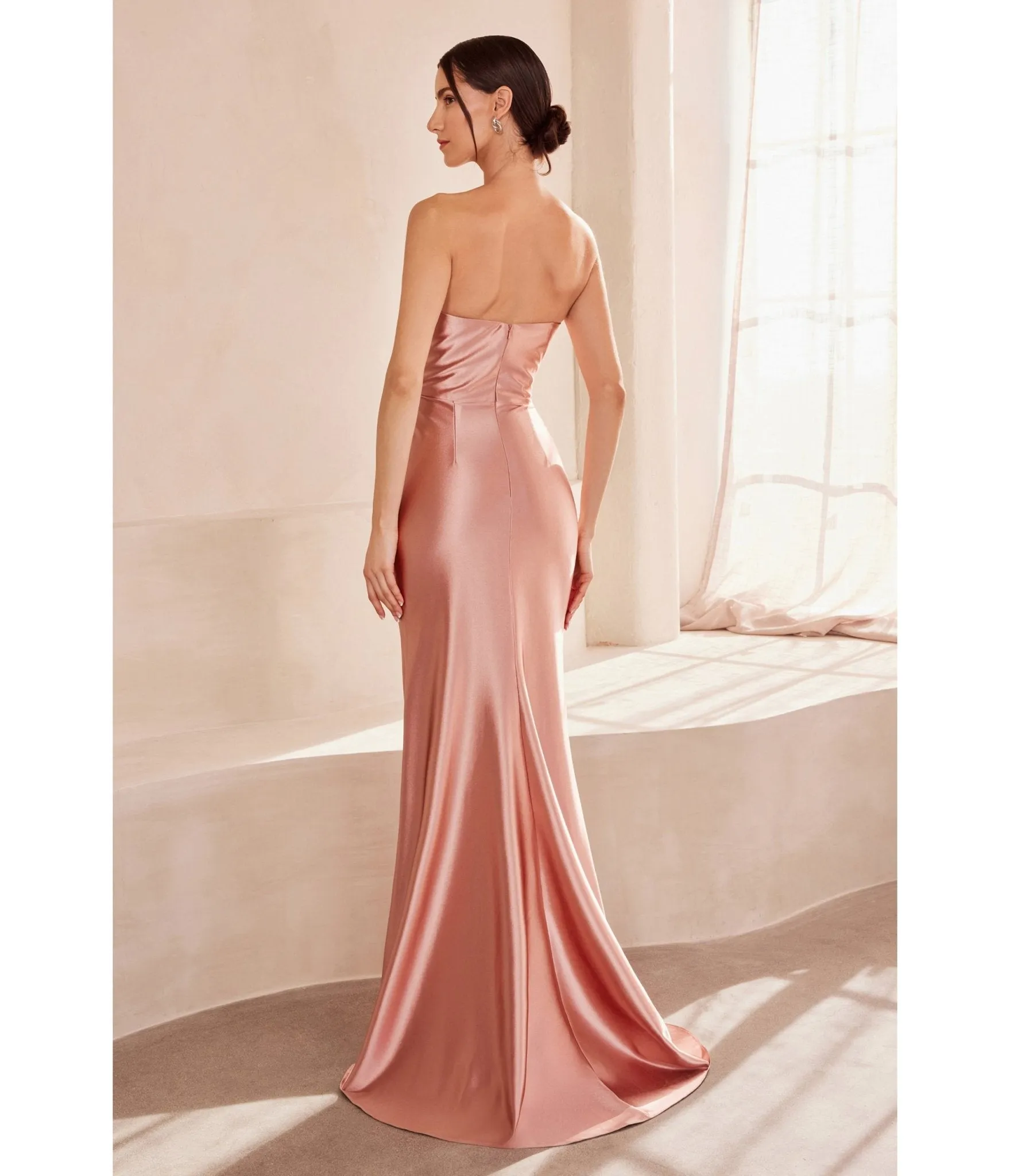 LaDivine by Cinderella Divine Rose Gold Draped Corset Gown with Lace-Up Back sold by Unique Vintage product image thumbnail 2