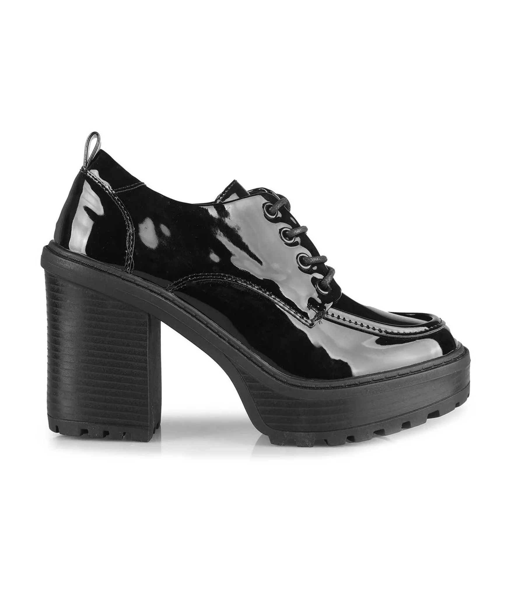 Black Patent Leatherette Chunky Platform Loafers sold by Unique Vintage product image thumbnail 2
