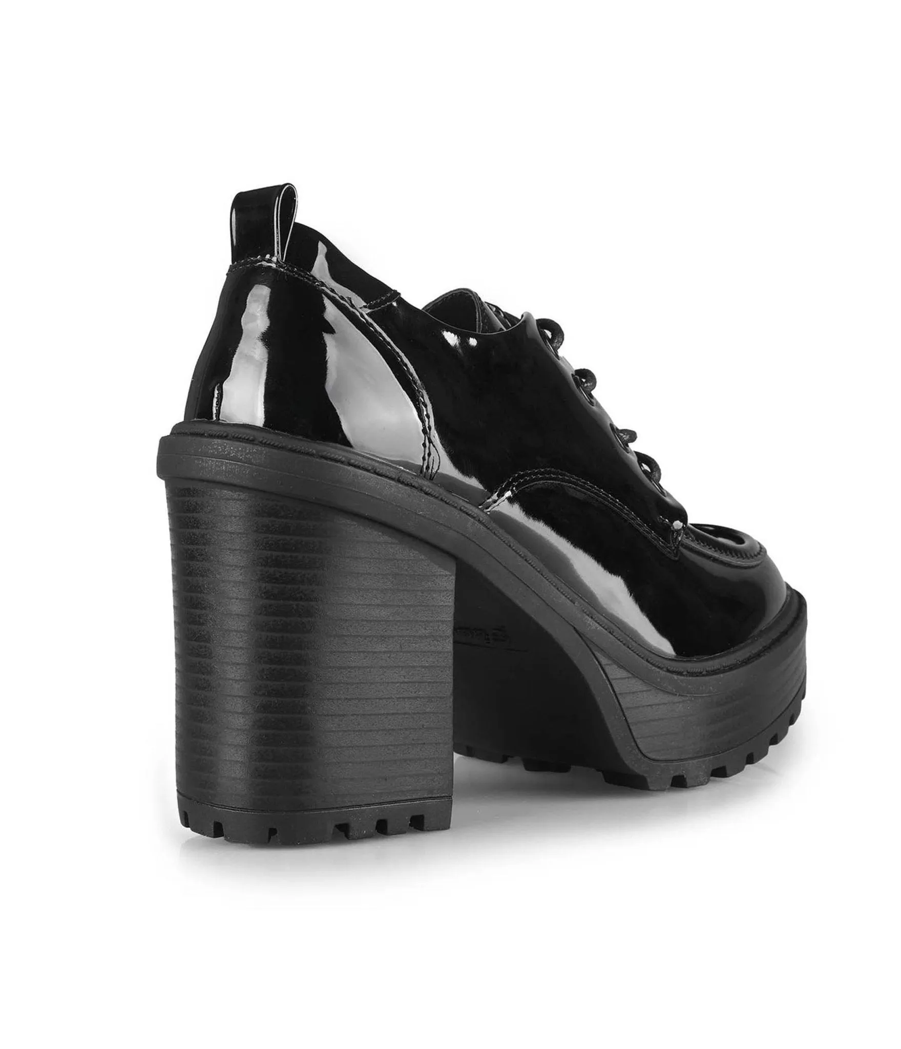 Black Patent Leatherette Chunky Platform Loafers sold by Unique Vintage product image thumbnail 3