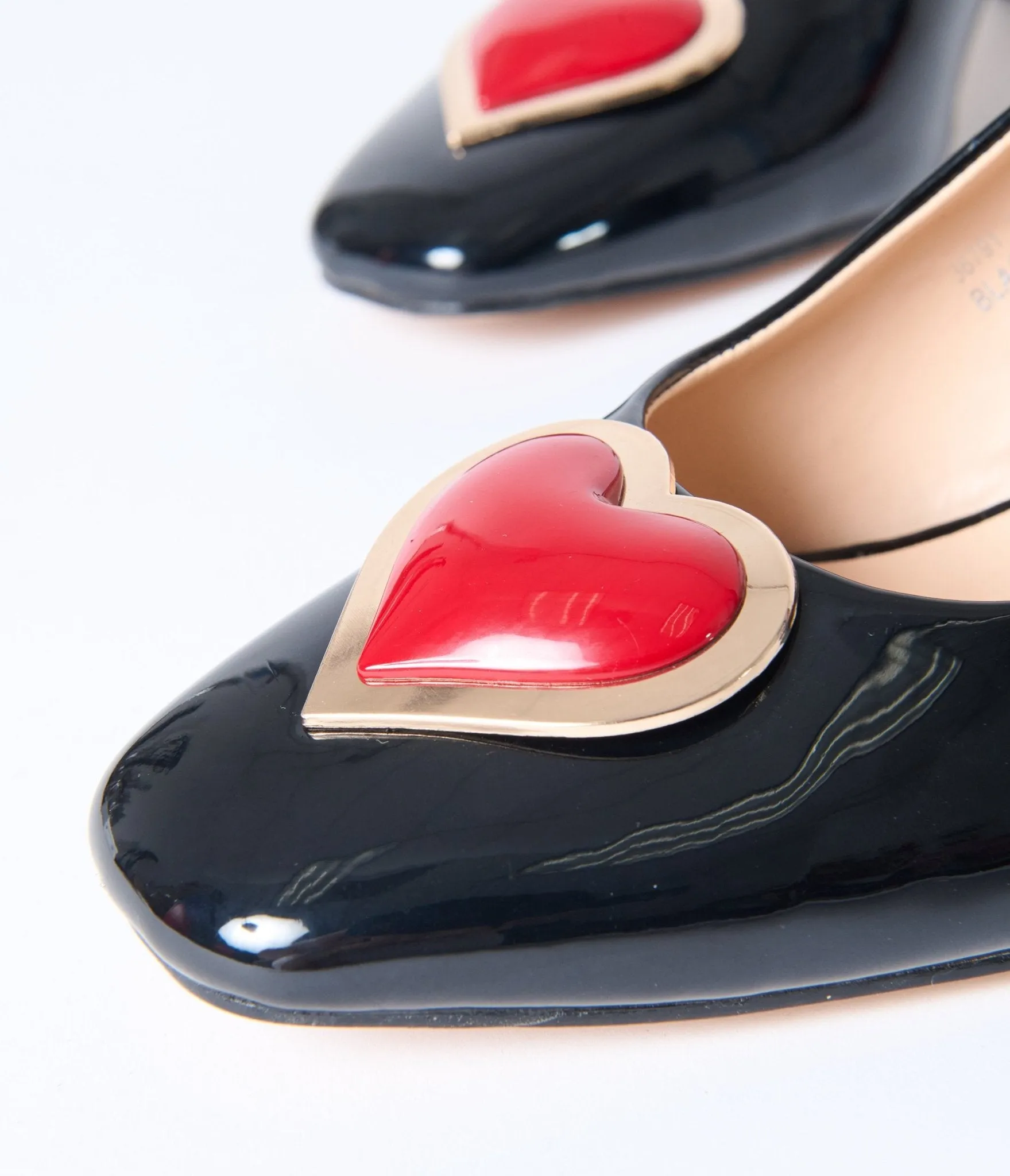 Unique Vintage Black & Red Heart Leatherette Slingback Heels sold by Unique Vintage product image thumbnail 2