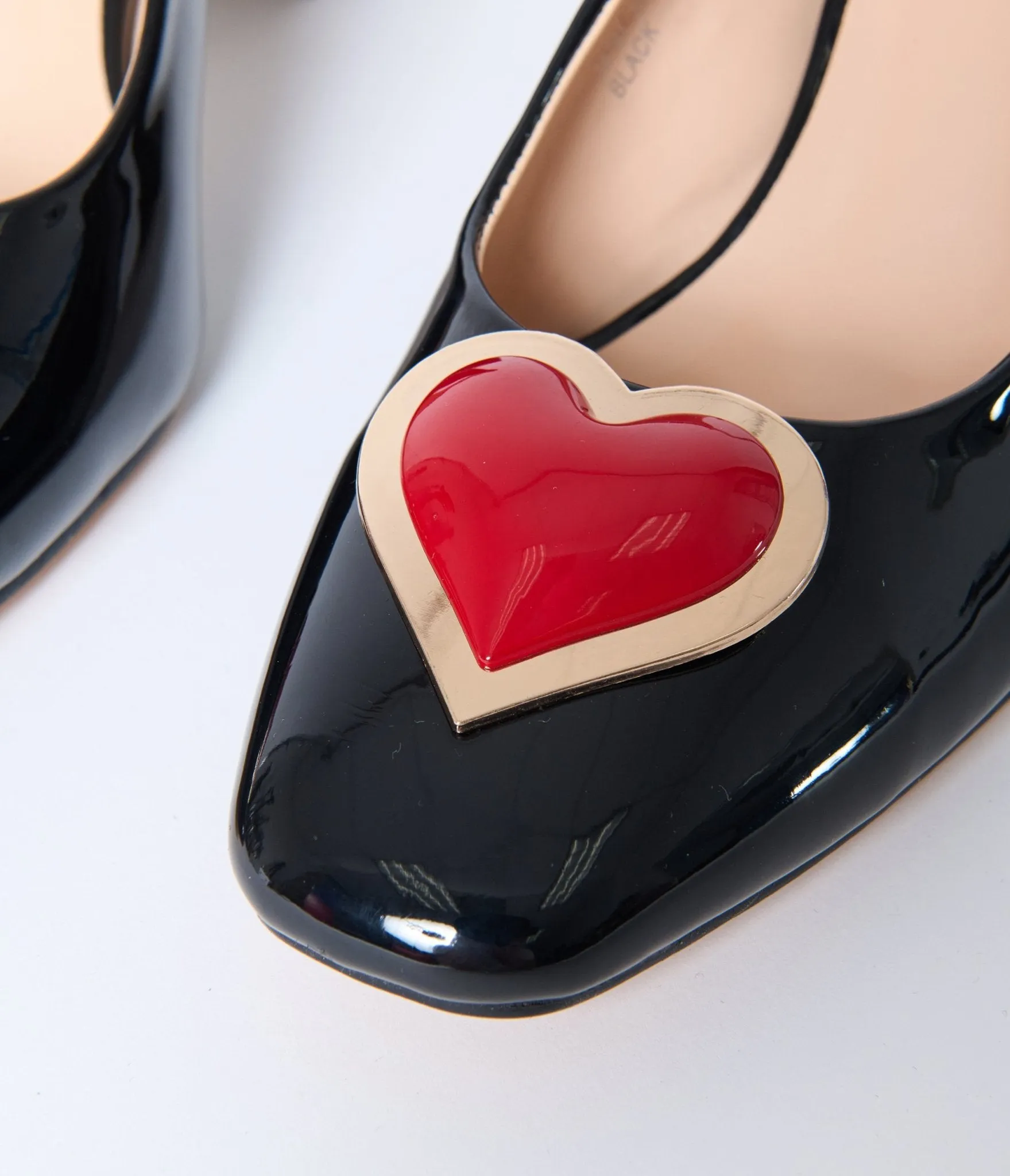 Unique Vintage Black & Red Heart Leatherette Slingback Heels sold by Unique Vintage product image thumbnail 3