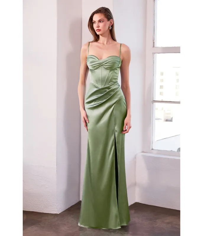 LaDivine by Cinderella Divine Sage Sweetheart Neck Corset Bodice Stretch Evening Gown sold by Unique Vintage
