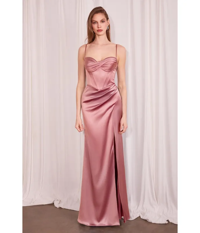 LaDivine by Cinderella Divine Rosewood Sweetheart Neck Corset Bodice Stretch Evening Gown sold by Unique Vintage