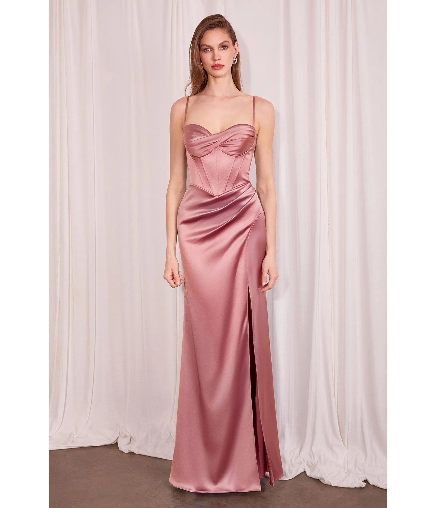 LaDivine by Cinderella Divine Rosewood Sweetheart Neck Corset Bodice Stretch Evening Gown sold by Unique Vintage