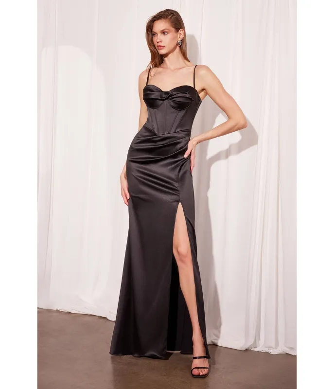 LaDivine by Cinderella Divine Black Sweetheart Neck Corset Bodice Stretch Evening Gown sold by Unique Vintage