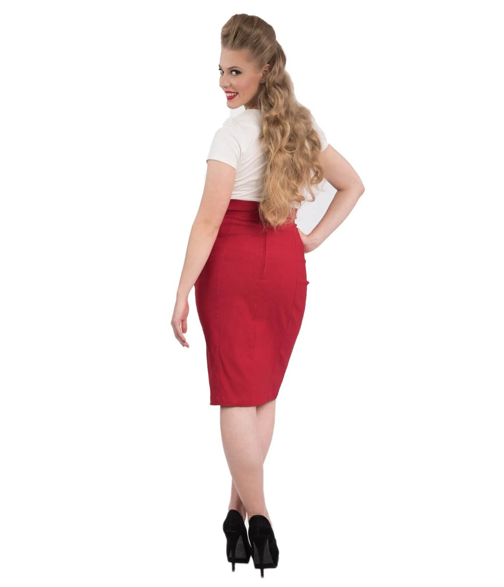 Steady Red Cora Pencil Skirt sold by Unique Vintage product image thumbnail 2