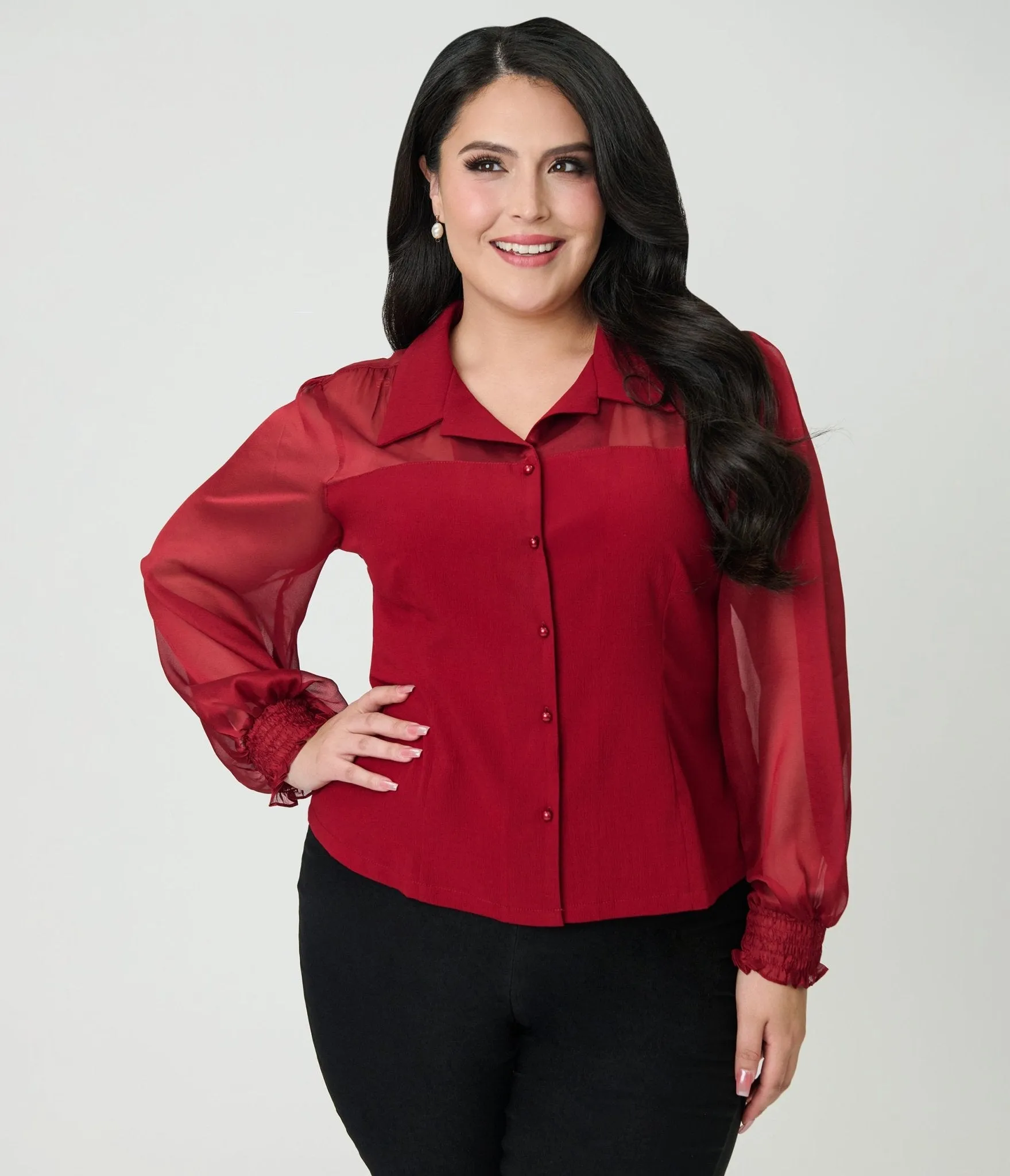 Banned Plus Size Burgundy Bonnie Blouse sold by Unique Vintage product image thumbnail 3