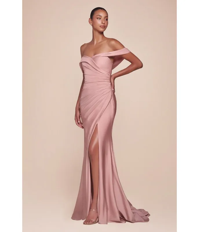 LaDivine by Cinderella Divine Dusty Rose Sweetheart Neck Bridesmaid Gown with Pleated Waistline made by Unique Vintage