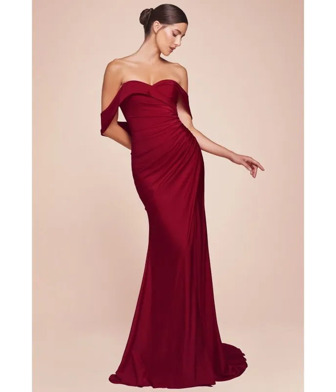 LaDivine by Cinderella Divine Burgundy Sweetheart Neck Bridesmaid Gown with Pleated Waistline made by Unique Vintage