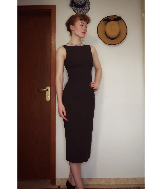 Pretty Retro Black Audrey Pencil Dress made by Unique Vintage