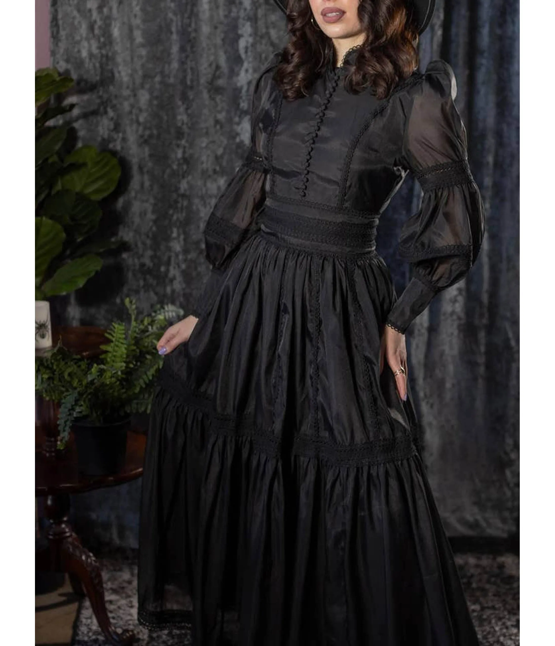 Witchwood Bags Black Victorian Morgana Maxi Dress sold by Unique Vintage product image thumbnail 5