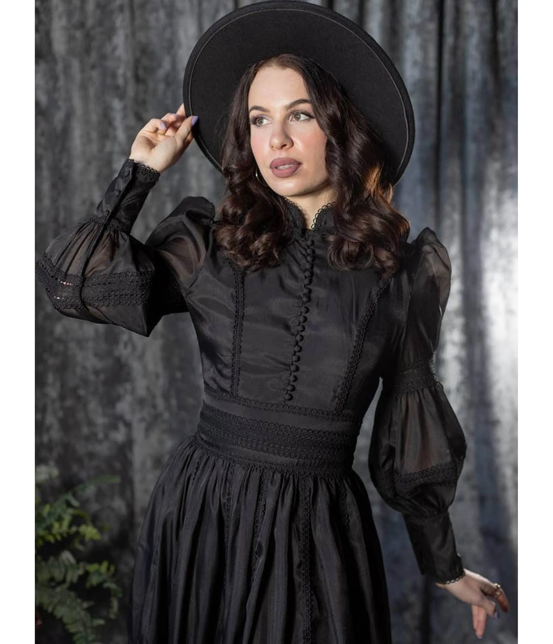 Witchwood Bags Black Victorian Morgana Maxi Dress sold by Unique Vintage product image thumbnail 3