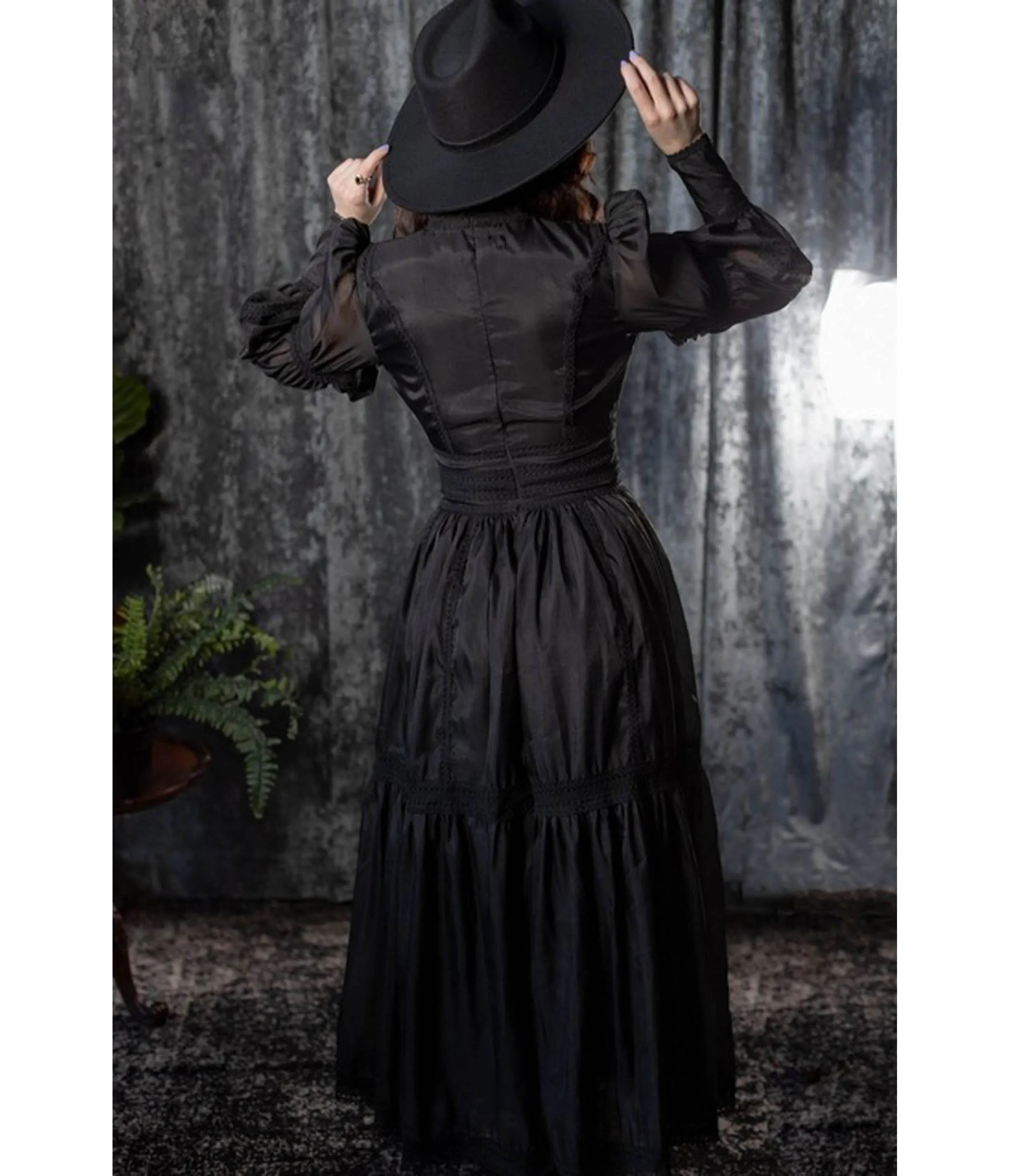 Witchwood Bags Black Victorian Morgana Maxi Dress sold by Unique Vintage product image thumbnail 2