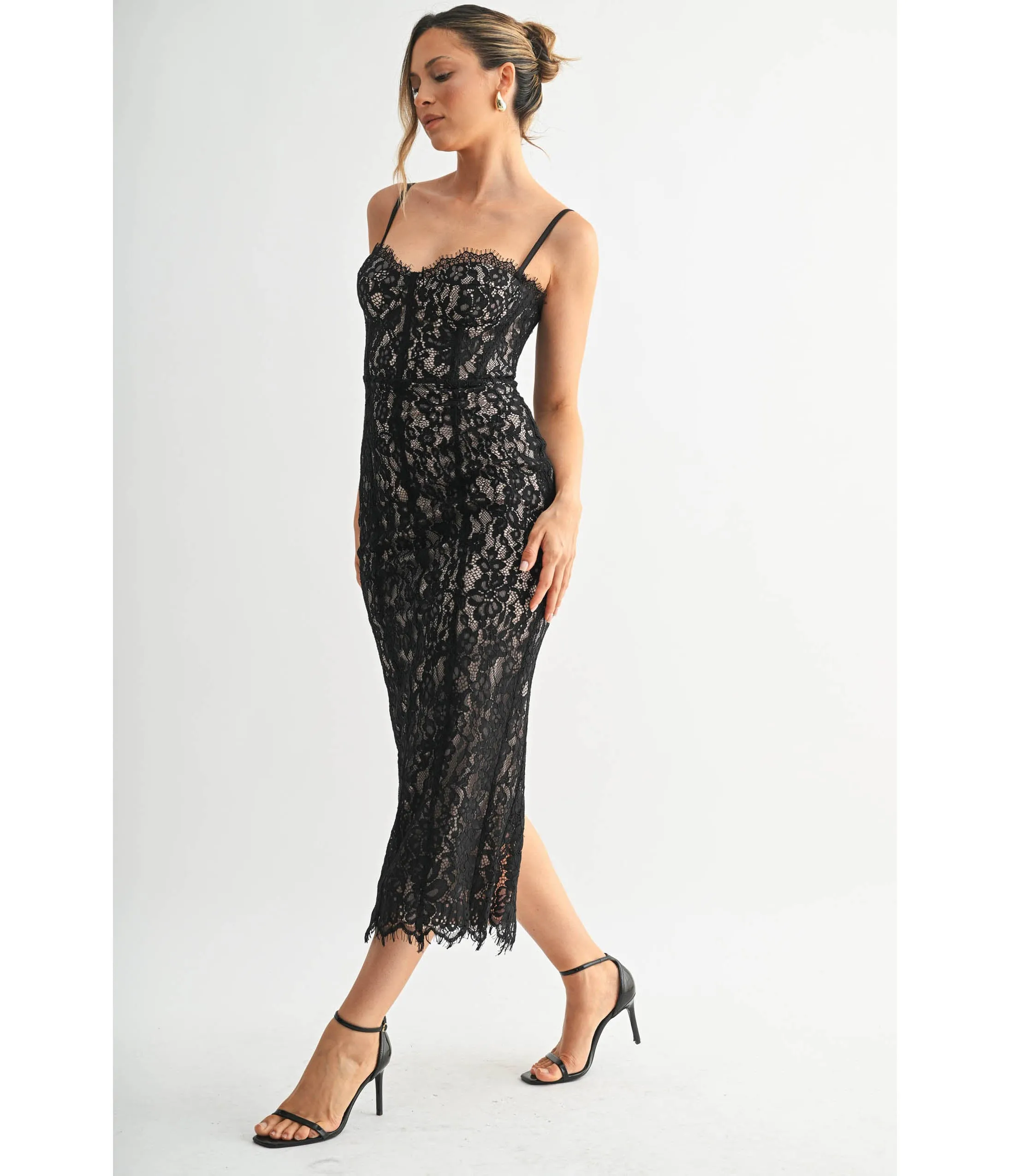 Black Lace Corset Pencil Dress sold by Unique Vintage product image thumbnail 3