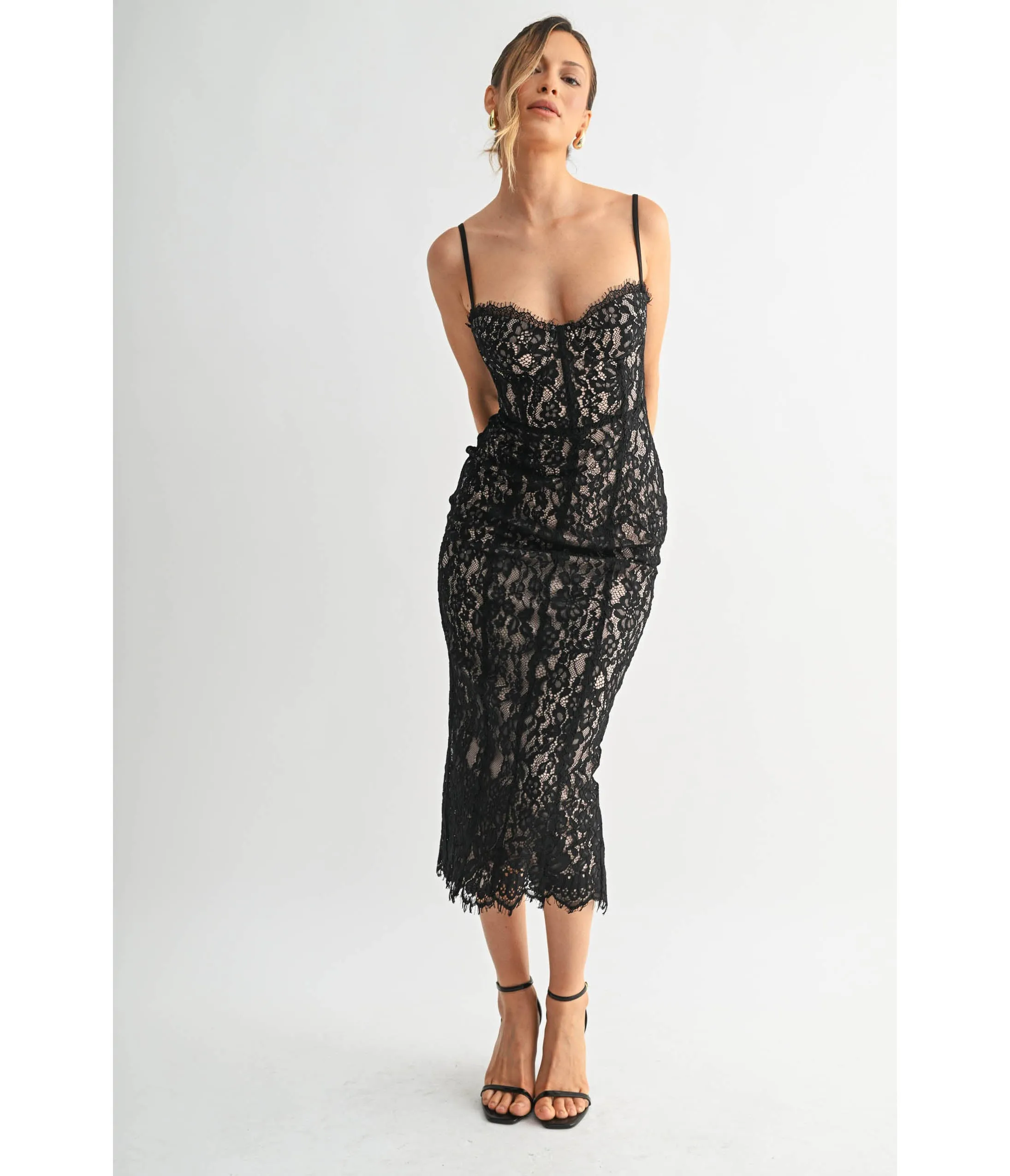 Black Lace Corset Pencil Dress sold by Unique Vintage product image thumbnail 4