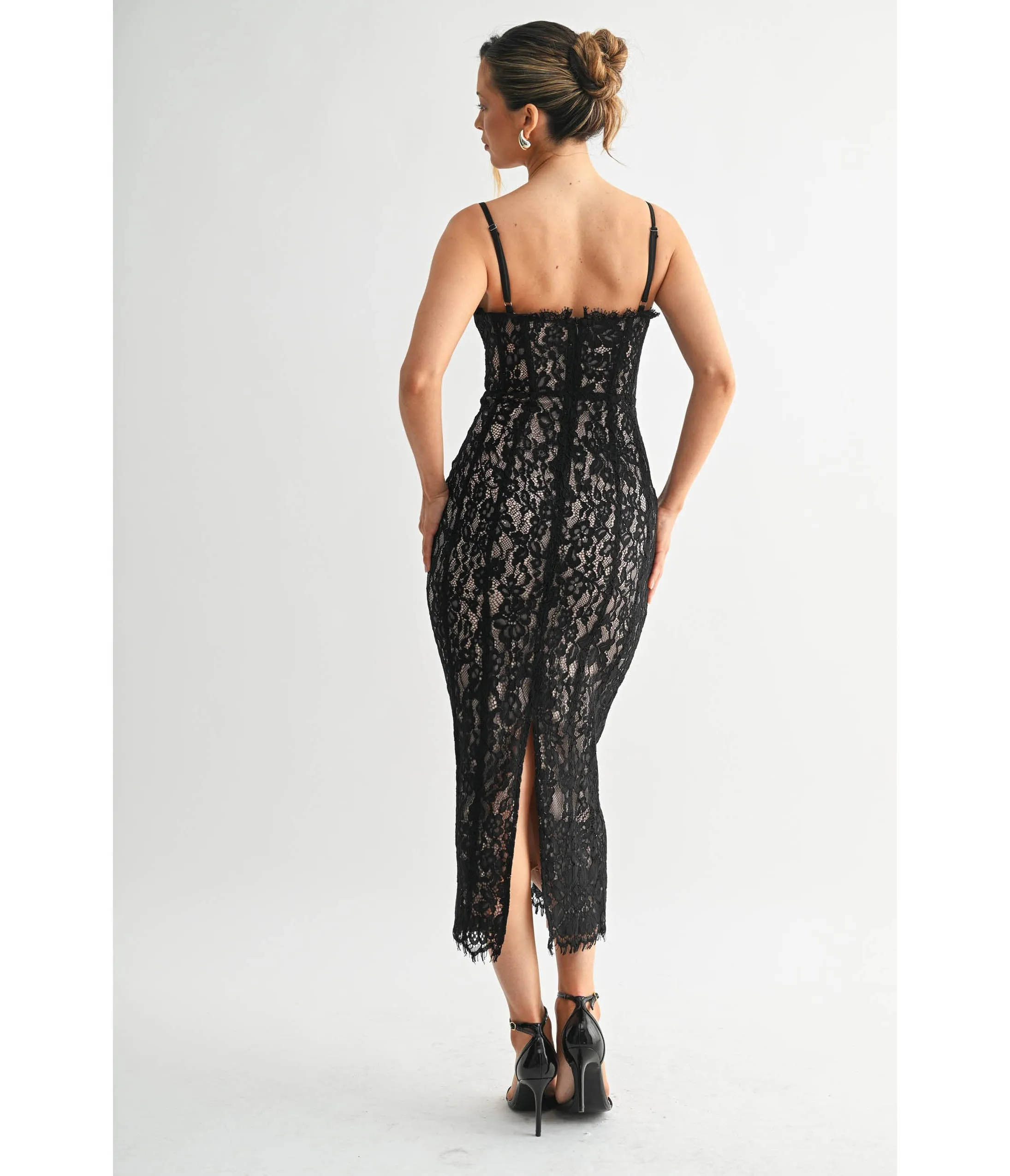 Black Lace Corset Pencil Dress sold by Unique Vintage product image thumbnail 2