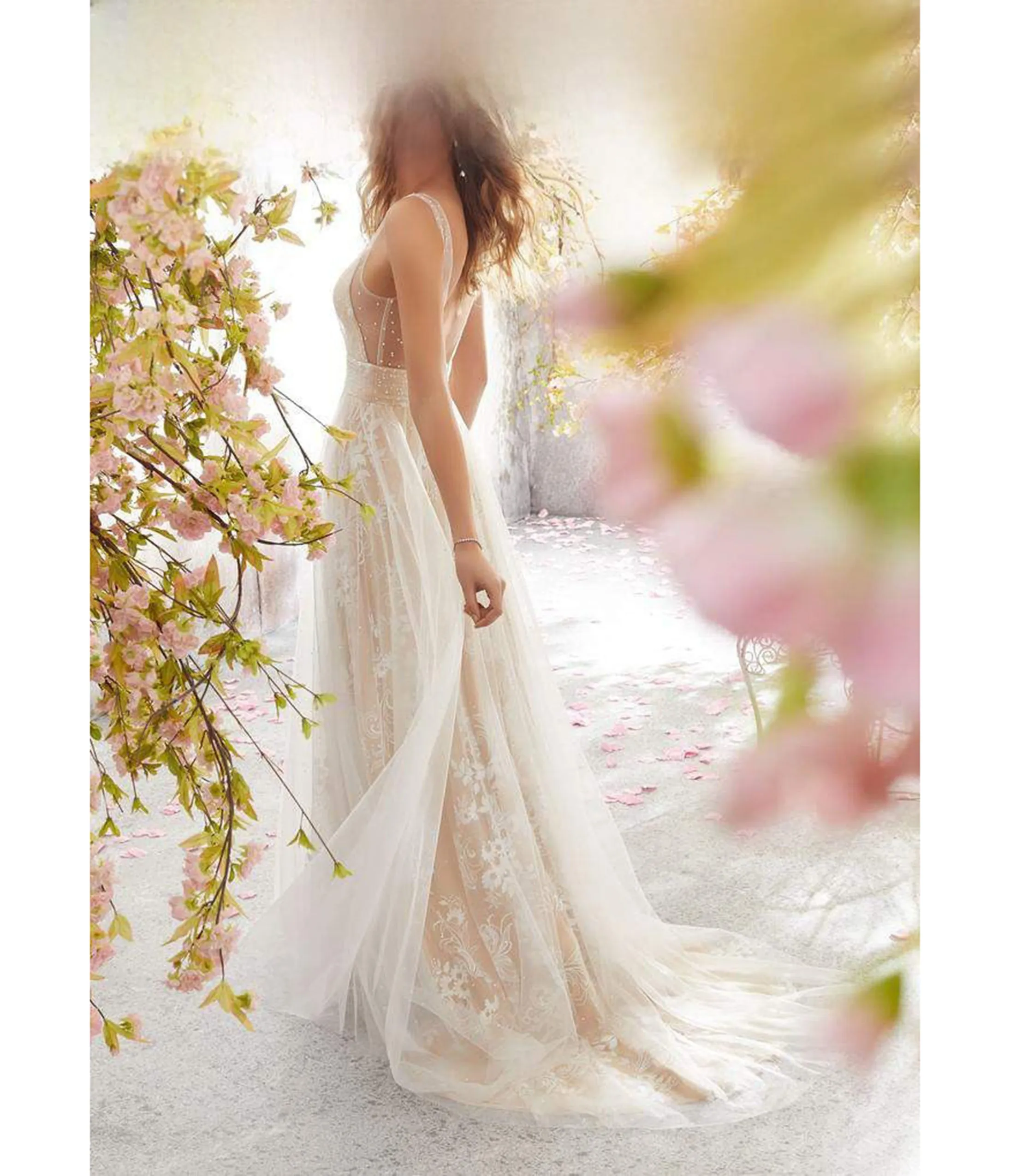 Champagne Floral Embroidered Prom Gown sold by Unique Vintage product image thumbnail 2