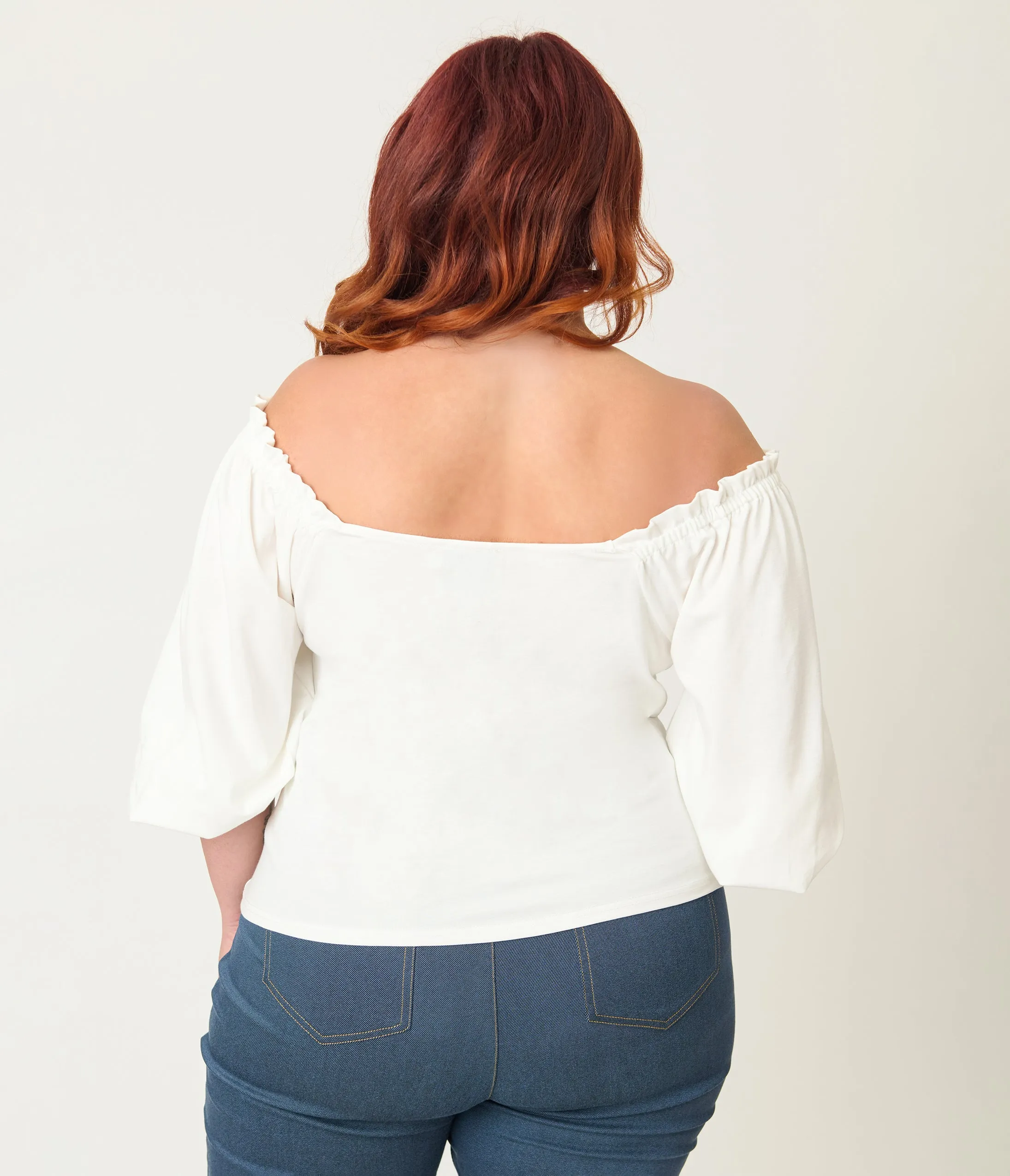 Unique Vintage Plus Size White Peasant Sleeve Blouse sold by Unique Vintage product image thumbnail 2