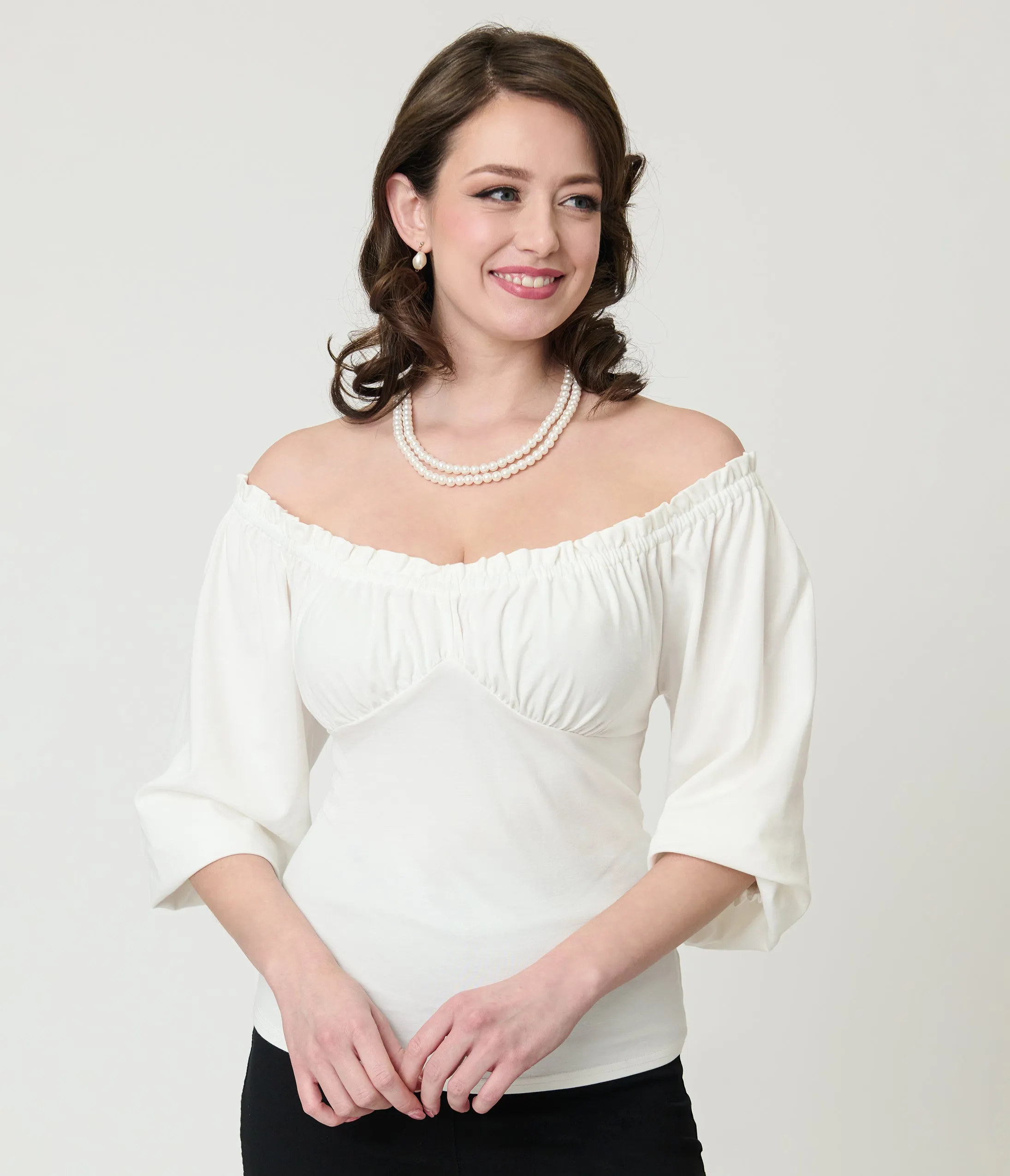 Unique Vintage White Peasant Sleeve Blouse sold by Unique Vintage product image thumbnail 3