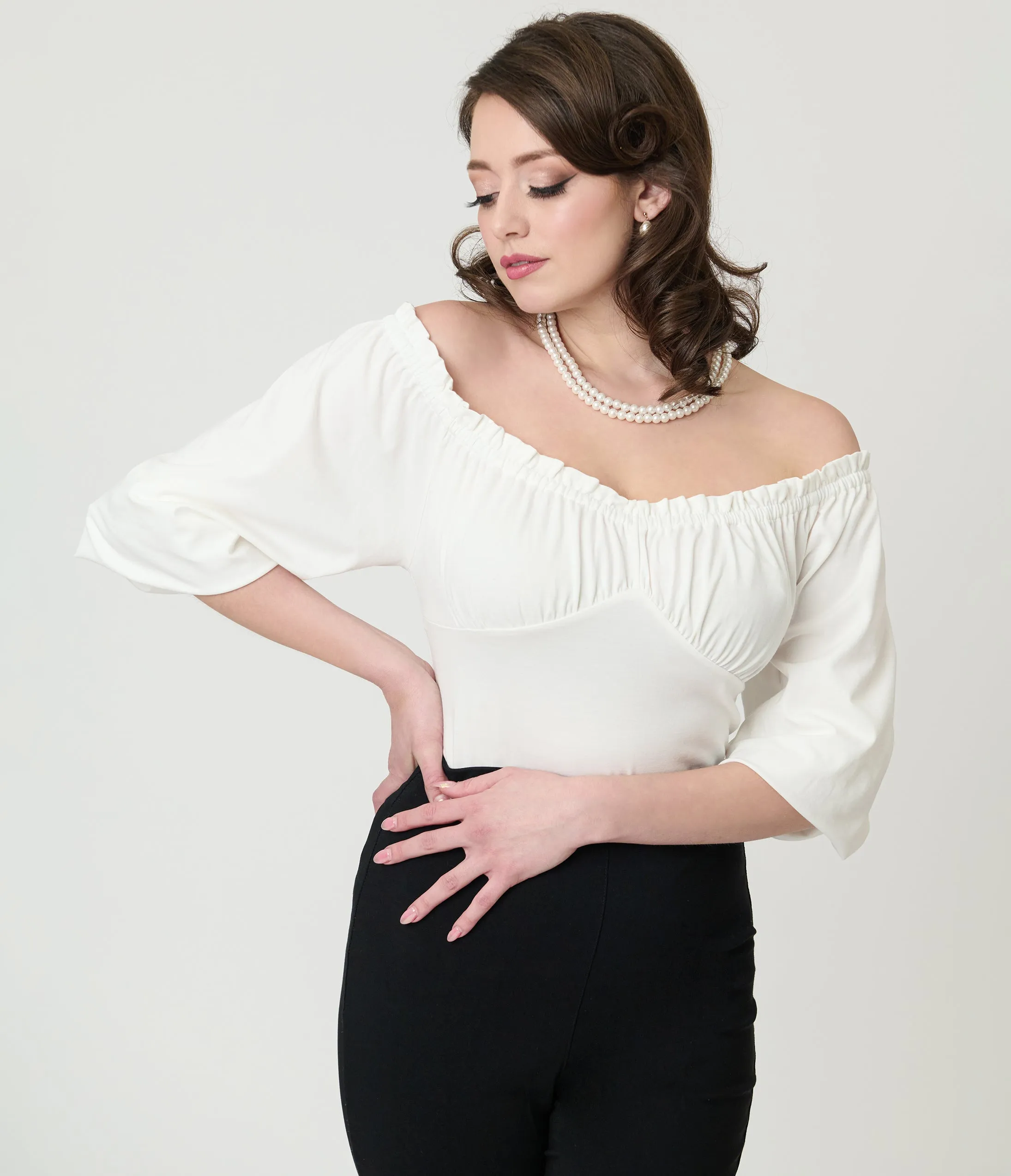 Unique Vintage White Peasant Sleeve Blouse sold by Unique Vintage product image thumbnail 4
