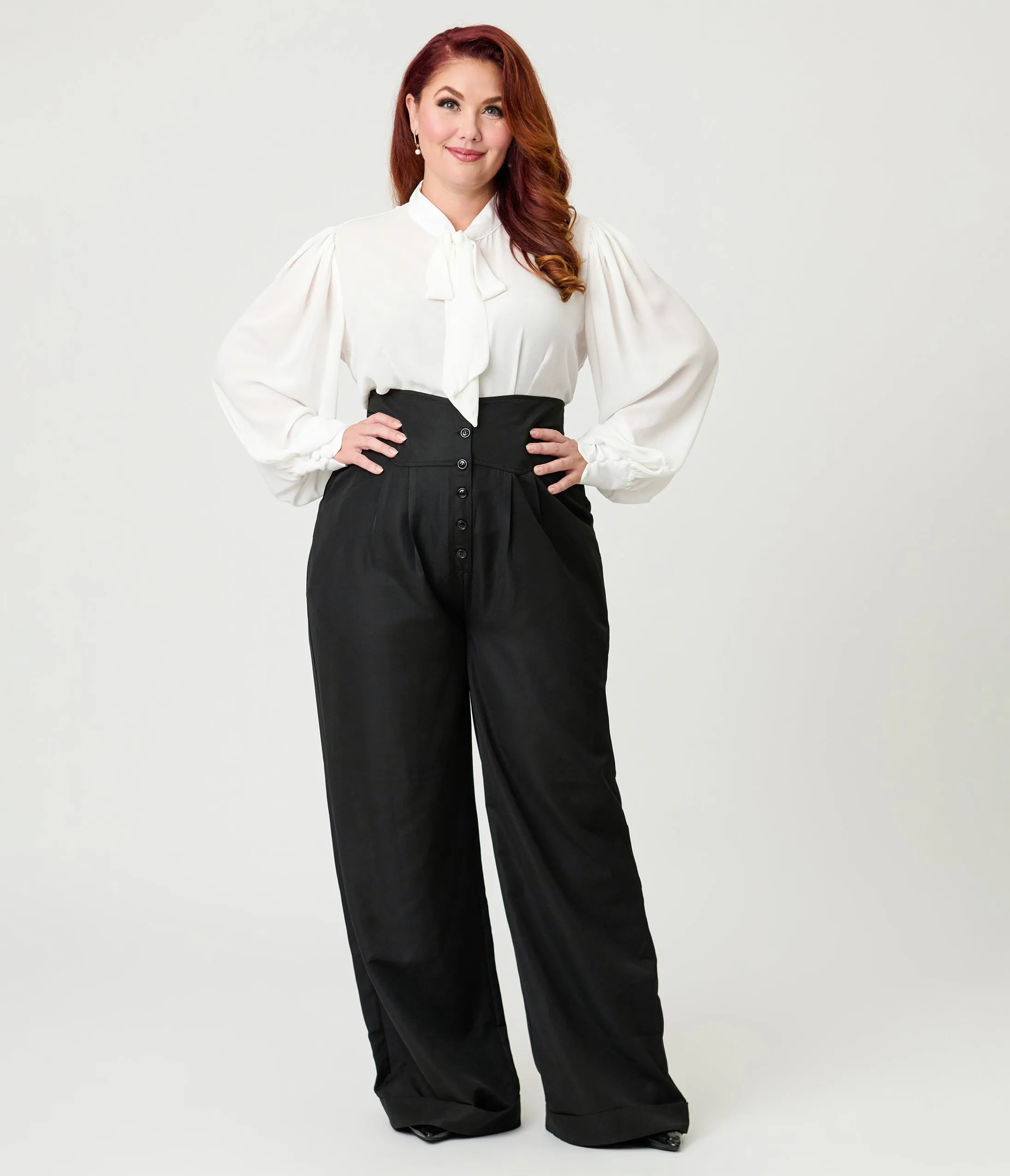 Unique Vintage Plus Size Black High Waisted Trouser sold by Unique Vintage product image thumbnail 5